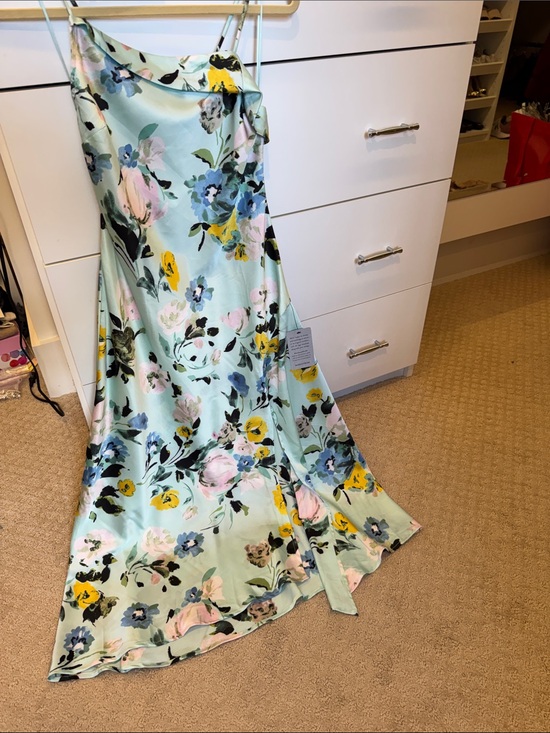 Astr Dresses & Skirts - Astr Floral Maxi Slip Dress in Mint with Yellow, Pink & Blue Flowers